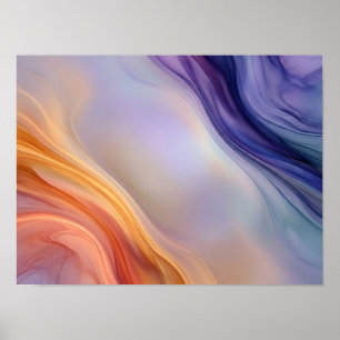 Peach Violet Opposing Currents Abstract Poster