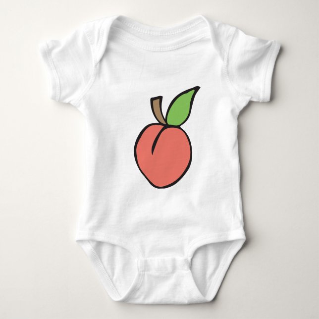 Peach w/ green leaf Pattern Baby Bodysuit (Front)