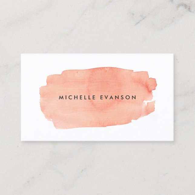 Peach Watercolor Brushstroke Creative Business Card (Front)