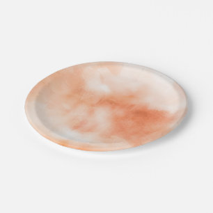 Peach Watercolor Clouds Abstract Paper Plate
