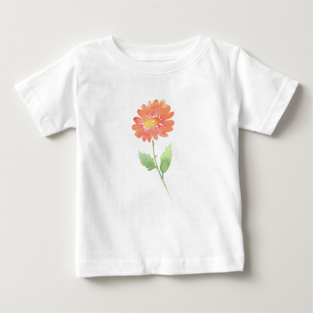 Peach Watercolor Daisy    Baby T-Shirt (Front)