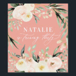 Peach watercolor floral 30th birthday party favour wine label<br><div class="desc">Peach watercolor floral thirtieth birthday party decor. Beautiful elegant modern party theme.</div>