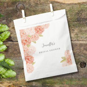 PEACH WATERCOLOR FLORAL BRIDAL SHOWER FAVOUR BAGS