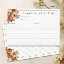 Peach Watercolor Floral Sage Bridal Shower Recipe