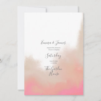 Peach Watercolor Floral Wedding Invitation