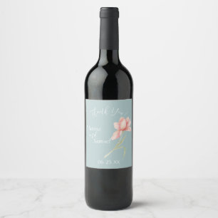 Peach Watercolor Floral Wine Label