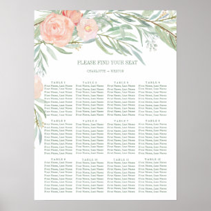 Peach Watercolor Flower Seating Chart