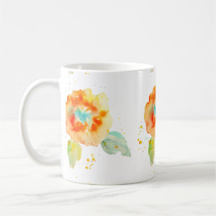 Peach Watercolor Poppies Coffee Mug