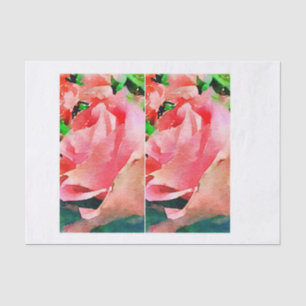 Peach watercolor rose Bottle decoupage mixed media Tissue Paper