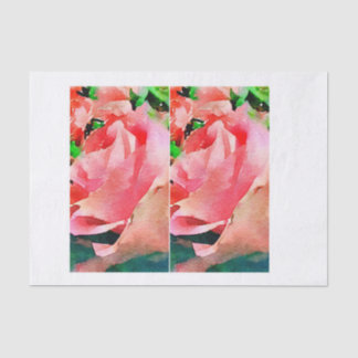 Peach watercolor rose Bottle decoupage mixed media Tissue Paper