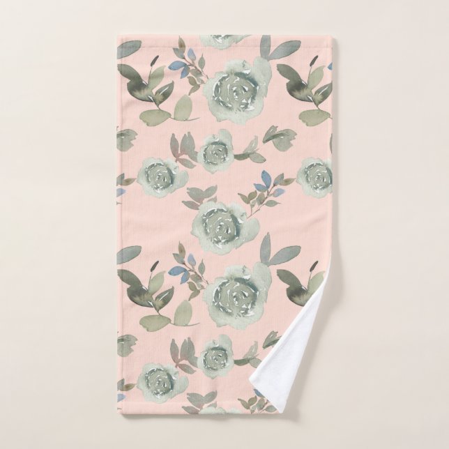 Peach Watercolor Rose Hand Towel (Hand Towel)