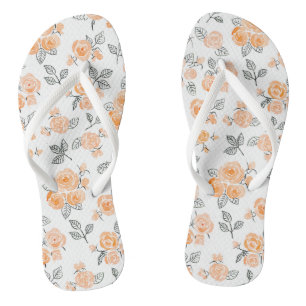 Peach watercolor roses pattern jandals