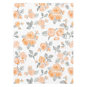 Peach watercolor roses pattern tablecloth