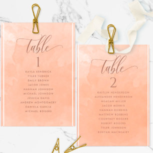 Peach Watercolor Seating Plan Card w/ Guest Names