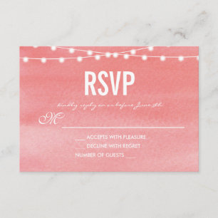 Peach Watercolor String Lights RSVP Card