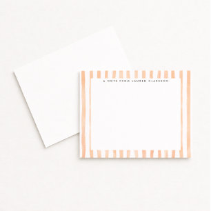 Peach Watercolor Striped Note Card