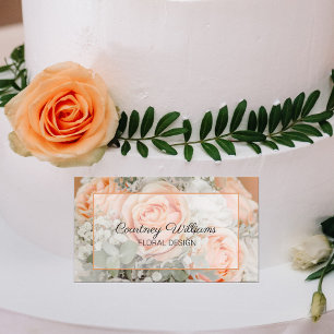 Peach Wedding Bouquet Floral Design Business Card
