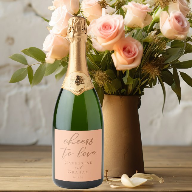 Peach Wedding Cheers to Love Sparkling Wine Label (Creator Uploaded)