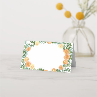 Peach Wedding Classic Floral Roses Place Card
