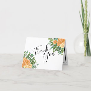 Peach Wedding Classic Floral Roses Thank You Card