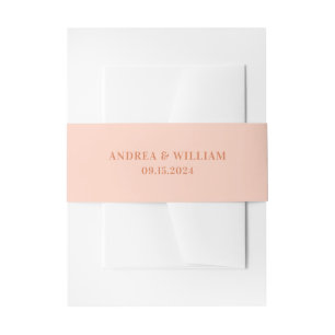 Peach Wedding Invitation Belly Band