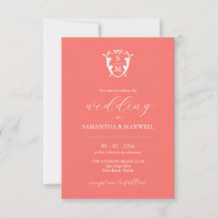 Peach Wedding Invitation with QR Code