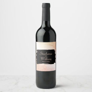 Peach Wedding Names and Date Wine Label