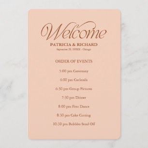 Peach Wedding Order of Events Timeline Schedule Programme