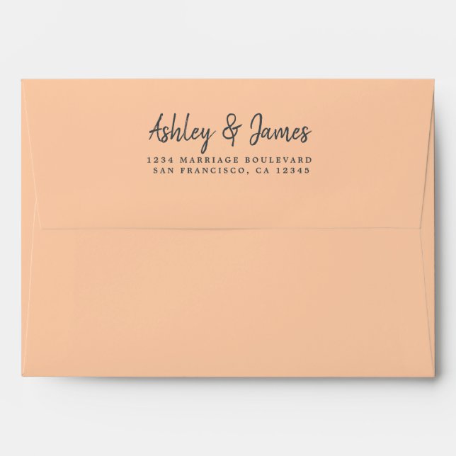 Peach Wedding Return Address Envelope (Back (Top Flap))