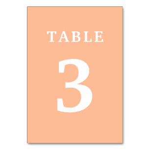 Peach Wedding Table Number
