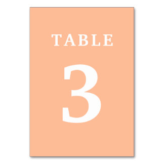 Peach Wedding Table Number