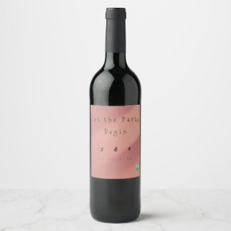 Peach Wedding Wine Label 