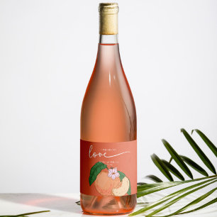 Peach Wedding Wine Label Custom Favour