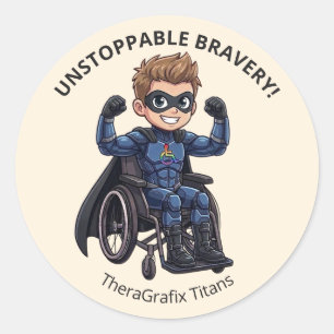 Peach Wheelchair Theo Unstoppable Bravery Stickers
