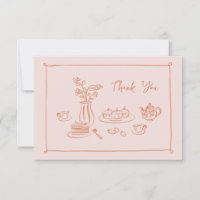 Peach Whimsical Doodle Hand-Drawn Bridal Shower