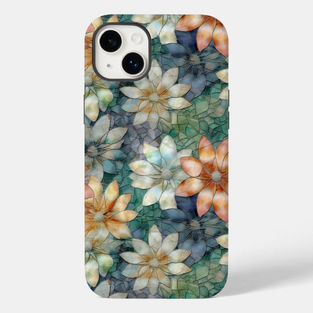 Peach White Blue Green Floral Case-Mate iPhone Case (Back)