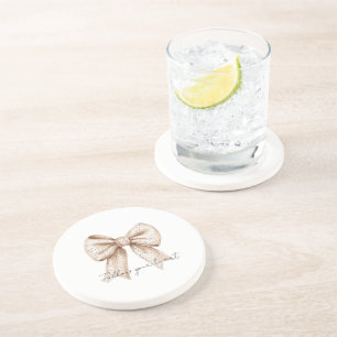 Peach White Bow Coaster