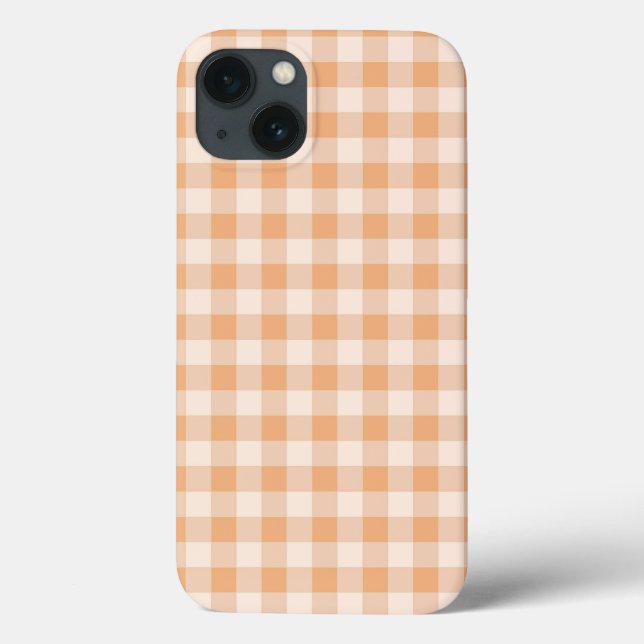 Peach White Chequered Gingham Pattern Case-Mate iPhone Case (Back)
