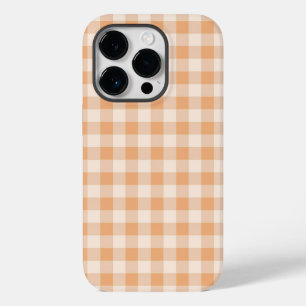 Peach White Chequered Gingham Pattern Case-Mate iPhone 14 Pro Case