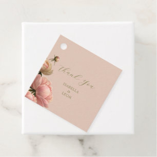 Peach & White Chic Rose Wedding Wedding Favour Tags
