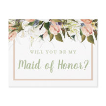 Peach White Country Floral Maid of Honour Proposal