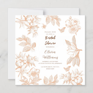Peach White Floral Bridal Shower Magnetic Card