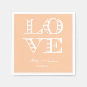 Peach, White LOVE Napkins
