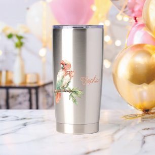 Peach White Mint Parrot Bird Insulated Tumbler