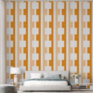 Peach White Orange Square Stripe Geometrical Shape Wallpaper