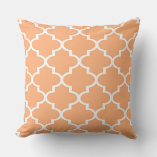 Peach White Quatrefoil Lattice Pillow