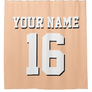 Peach White Sports Jersey Team Jersey Shower Curtain