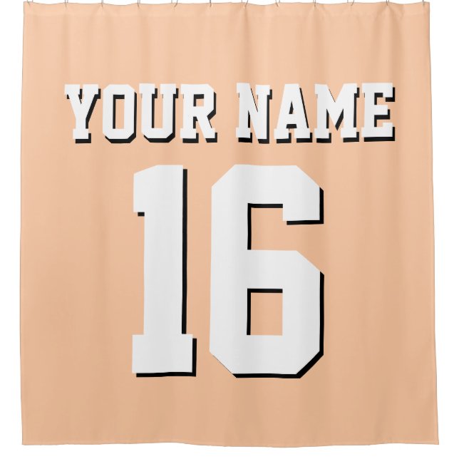 Peach White Sports Jersey Team Jersey Shower Curtain (Front)