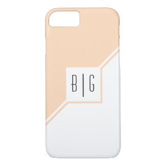 Peach, white triangles, monogram modern geometric Case-Mate iPhone case