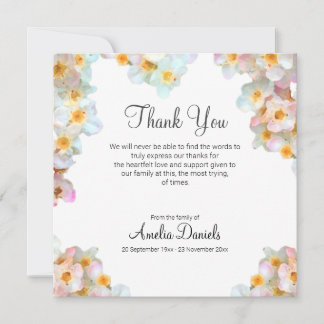 Peach Wildflower Funeral Thank You Card